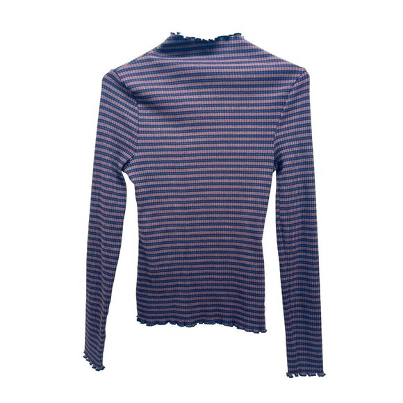 Levi's Tops - LEVI'S XS Women's Flora Retro Stripe Rib Mock neck Long Sleeve Shirt Purple New